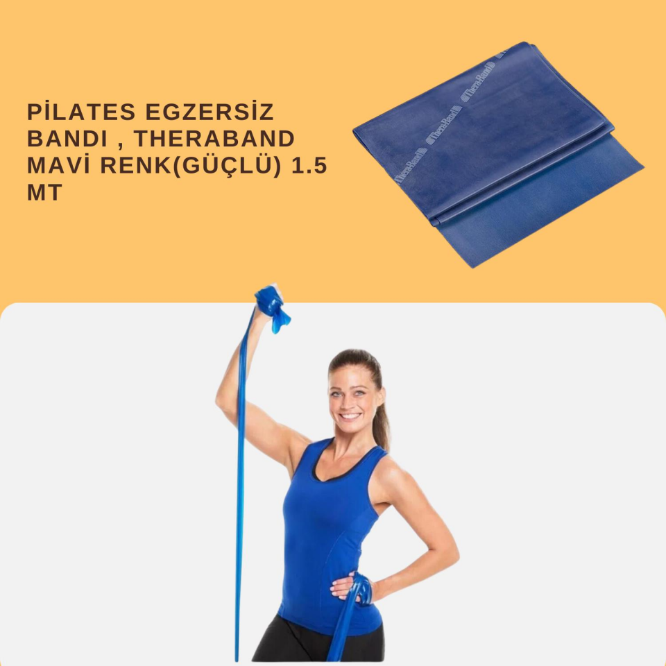 PİLATES EGZERSİZ BANDI , THERABAND MAVİ RENK(GÜÇLÜ) 1.5 MT
