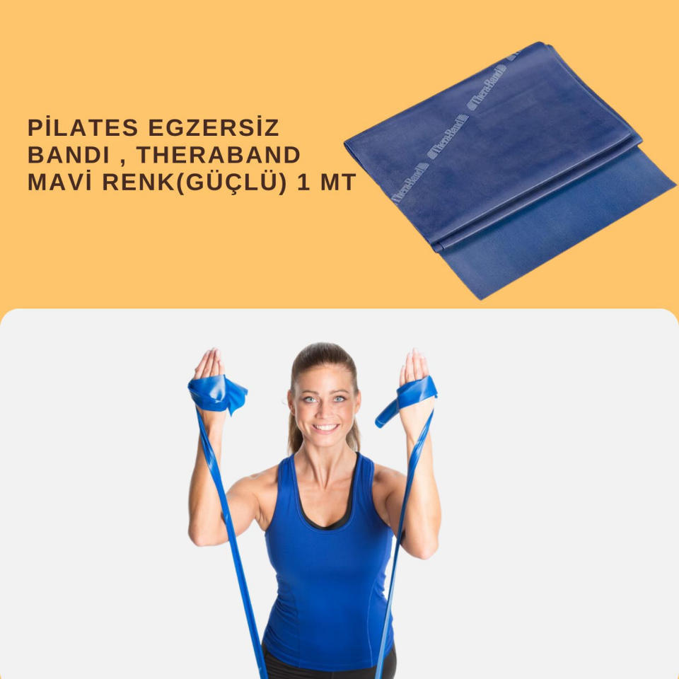 PİLATES EGZERSİZ BANDI , THERABAND MAVİ RENK(GÜÇLÜ) 1 MT