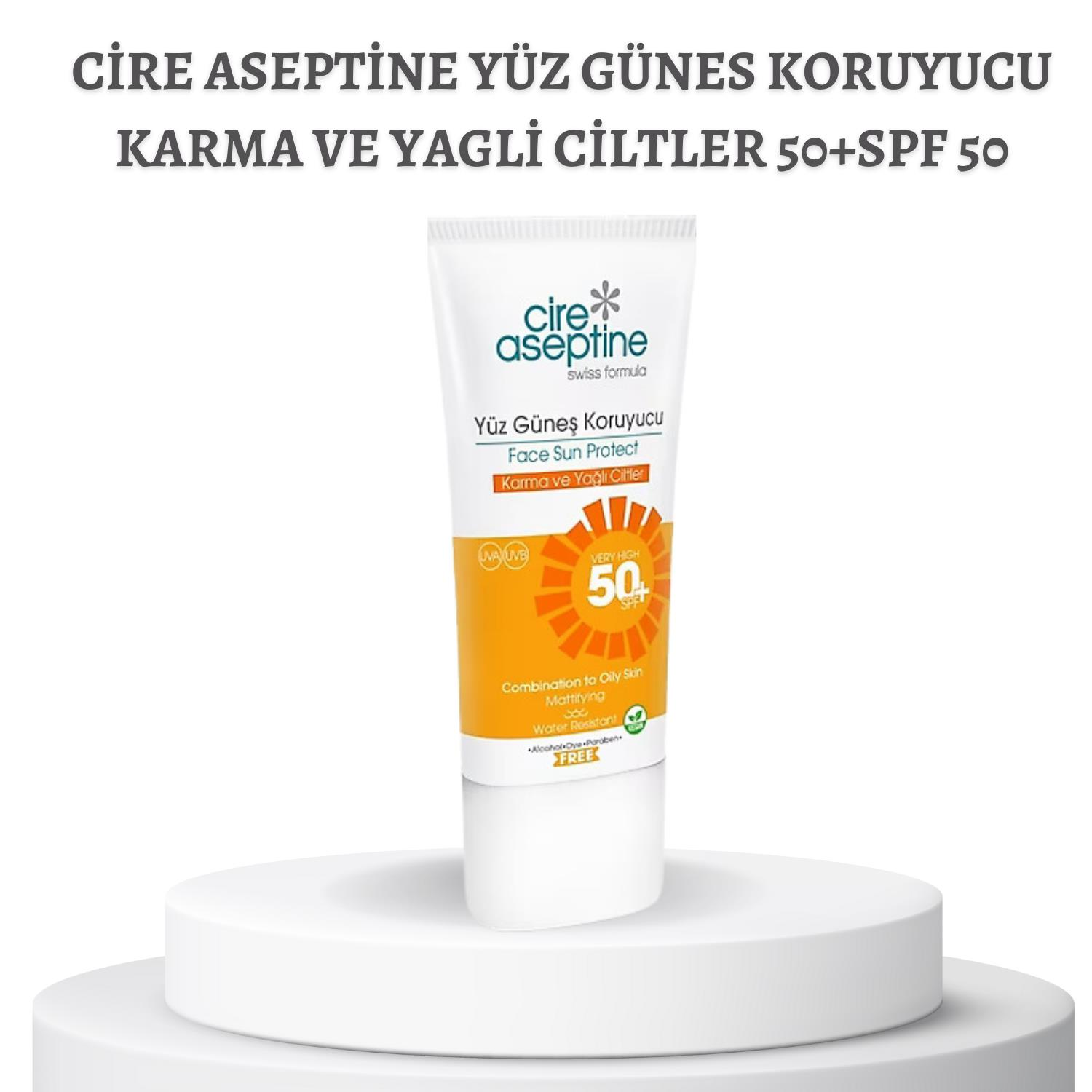 Cire Aseptine Yüz Günes Koruyucu Karma ve Yagli Ciltler 50+SPF 50